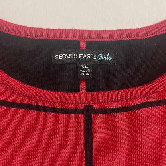Sequin Hearts Girls Dress size XL color Red and Black short sleeve sweater dress - Picture 2 of 8